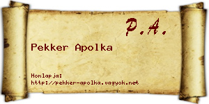 Pekker Apolka névjegykártya
